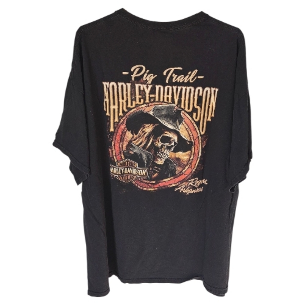 Harley-Davidson Skull Graphic Tee 3XL Black Bikes Blues BBQ 2022 Pig Trail Shirt